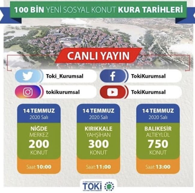 TOKİ Balıkesir Altıeylül Kura Canlı Yayın 14/07/2020