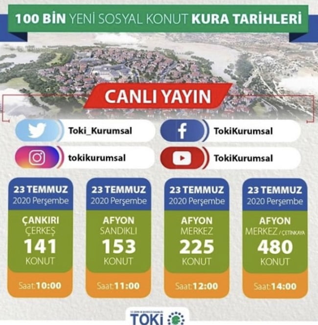 TOKİ Kütahya Merkez Kura Canlı Yayın 24/07/2020